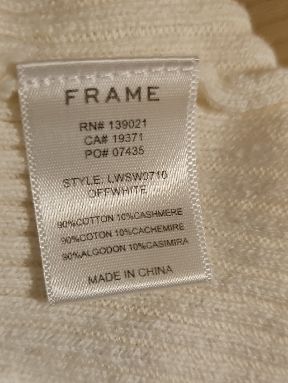 Frame Denim Cream Ribbed Ruffle Mock Neck Sweater - Picture 13 of 13